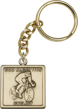 Load image into Gallery viewer, God Bless This Cyclist Keychain - Gold Oxide
