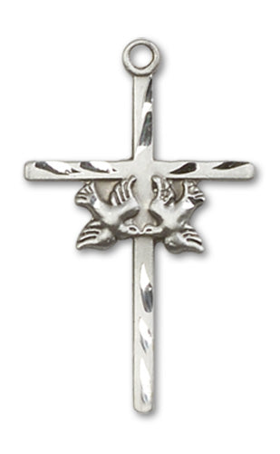 Doves / Cross Custom Pendant - Sterling Silver