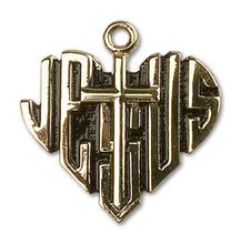 Load image into Gallery viewer, Heart Of Jesus / Cross Custom Pendant - Yellow Gold
