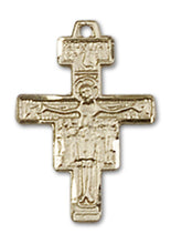 Load image into Gallery viewer, San Damiano Crucifix Custom Pendant - Yellow Gold
