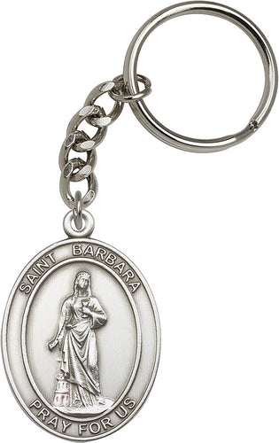 St. Barbara Keychain - Silver Oxide