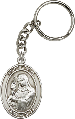 St. Clare Keychain - Silver Oxide