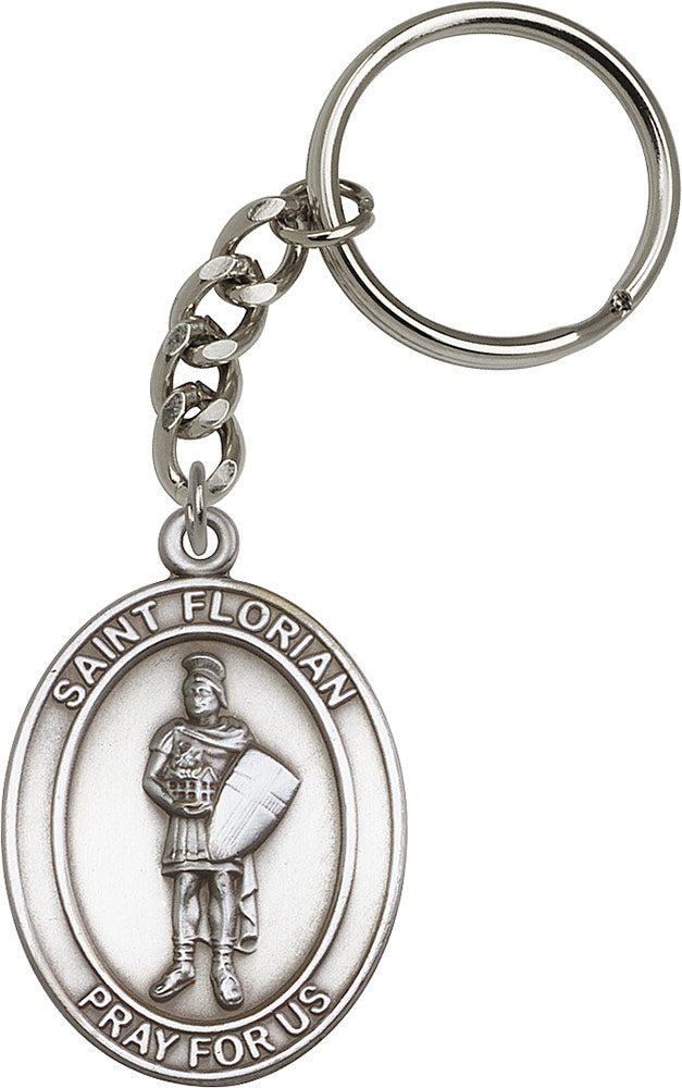 St. Florian Keychain - Silver Oxide