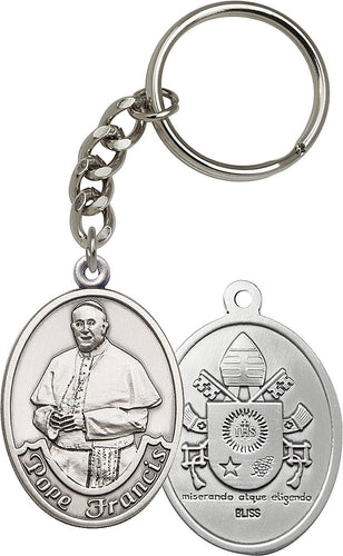 Pope Francis Keychain - Silver Oxide