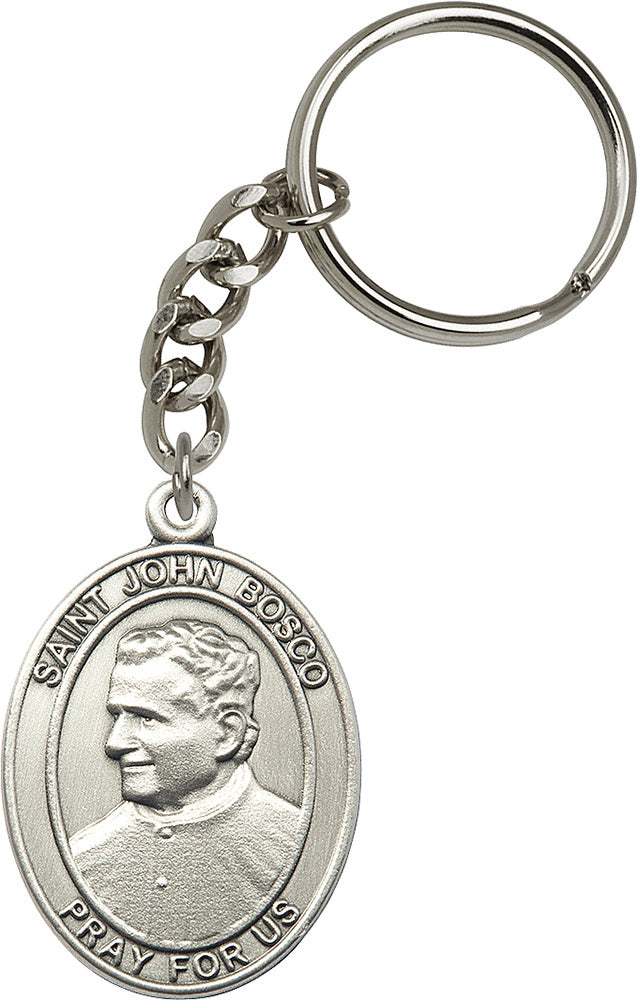 St. John Bosco Keychain - Silver Oxide