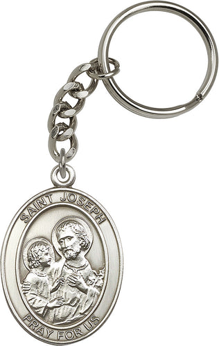 St. Joseph Keychain - Silver Oxide
