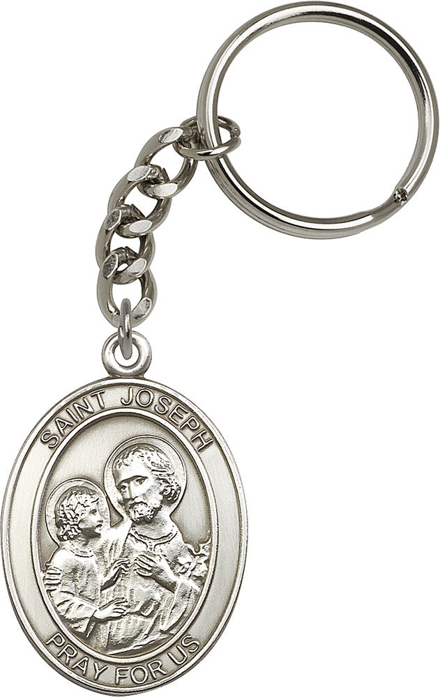 St. Joseph Keychain - Silver Oxide