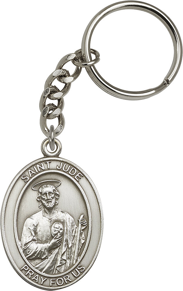 St. Jude Keychain - Silver Oxide