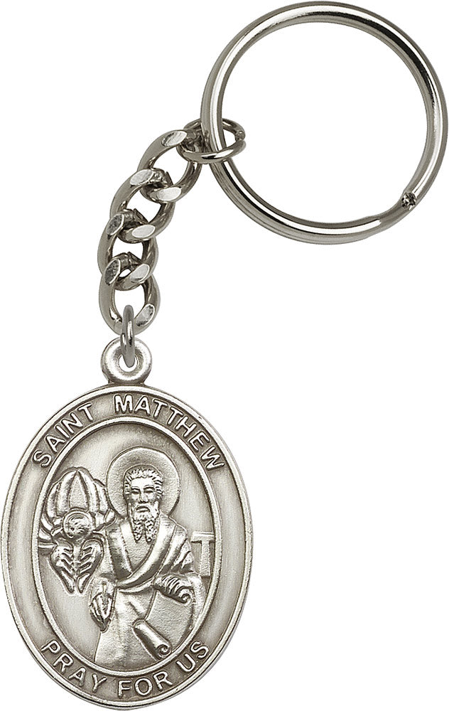 St. Matthew Keychain - Silver Oxide