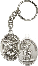Load image into Gallery viewer, St. Michael the Archangel Keychain - Silver Oxide
