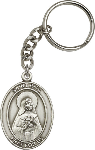 St. Rita of Cascia Keychain - Silver Oxide