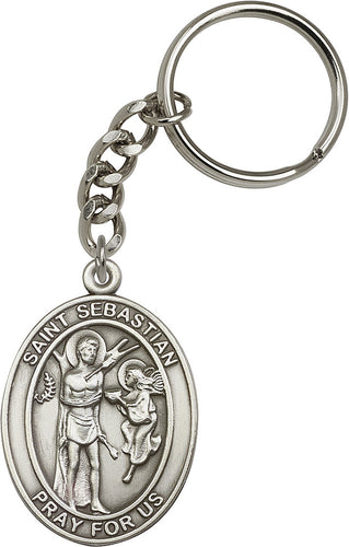St. Sebastian Keychain - Silver Oxide