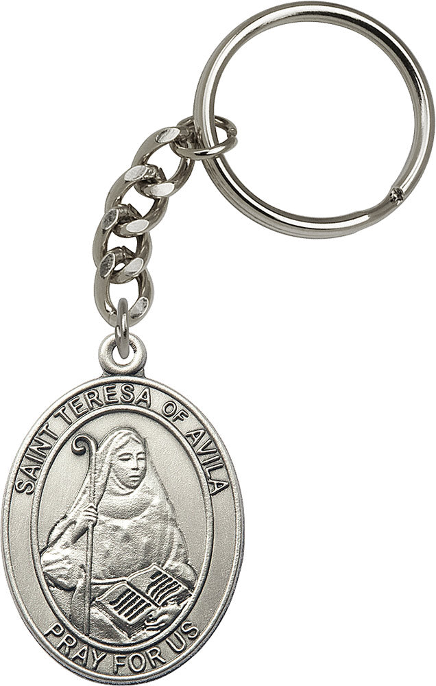 St. Teresa of Avila Keychain - Silver Oxide