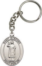 Load image into Gallery viewer, St. Stephen the Martyr Keychain - Silver Oxide
