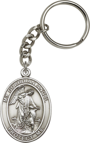 Guardian Angel Keychain - Silver Oxide