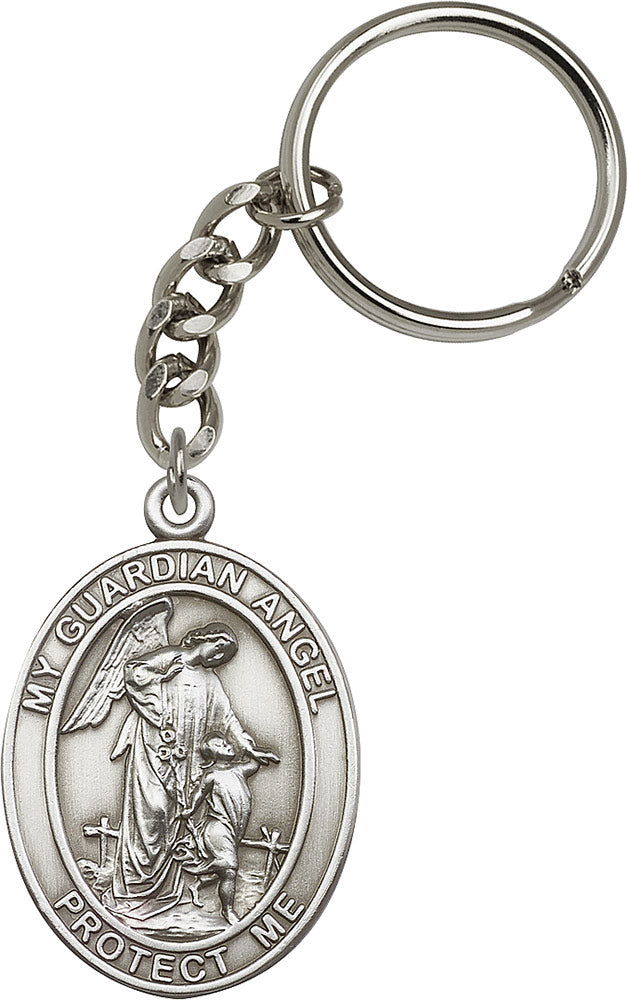 Guardian Angel Keychain - Silver Oxide