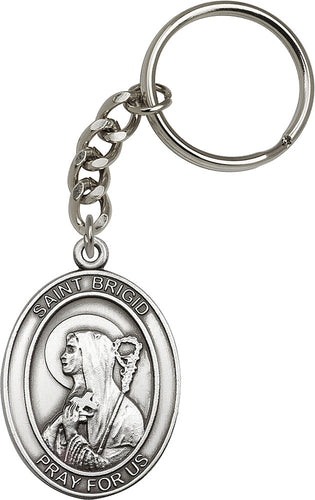 St. Brigid of Ireland Keychain - Silver Oxide