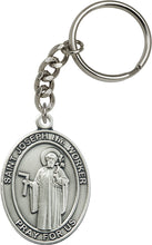 Load image into Gallery viewer, St. Joseph the Worker Keychain - Silver Oxide
