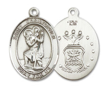 Load image into Gallery viewer, St. Christopher / Air Force Custom Medal - Sterling Silver
