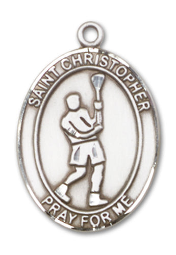 St. Christopher / Lacrosse Custom Medal - Sterling Silver