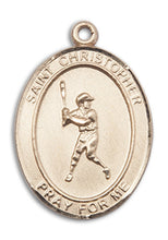 Load image into Gallery viewer, St. Christopher / Baseball Custom Medal - Yellow Gold
