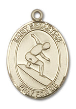 Load image into Gallery viewer, St. Sebastian / Surfing Custom Medal - Yellow Gold
