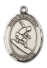 Load image into Gallery viewer, St. Sebastian / Surfing Custom Medal - Sterling Silver
