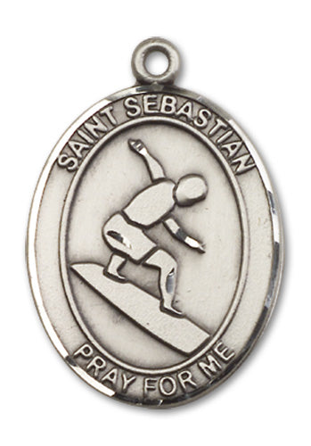 St. Sebastian / Surfing Custom Medal - Sterling Silver