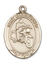 Load image into Gallery viewer, St. Christopher / Motorcycle Custom Medal - Yellow Gold
