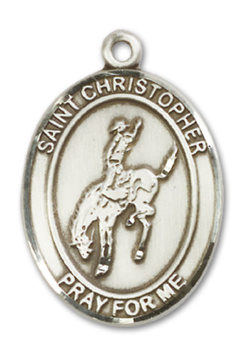 St. Christopher / Rodeo Custom Medal - Sterling Silver