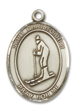 Load image into Gallery viewer, St. Christopher / Skiing Custom Medal - Sterling Silver
