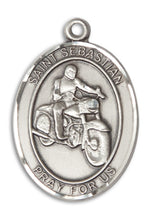 Load image into Gallery viewer, St. Sebastian / Motorcycle Custom Medal - Sterling Silver
