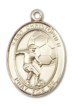 Load image into Gallery viewer, St. Christopher / Soccer Custom Medal - Yellow Gold
