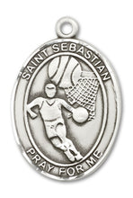 Load image into Gallery viewer, St. Sebastian / Basketball Custom Medal - Sterling Silver
