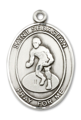 St. Sebastian / Wrestling Custom Medal - Sterling Silver