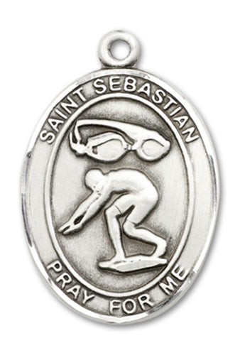 St. Sebastian / Swimming Custom Medal - Sterling Silver