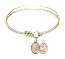 Load image into Gallery viewer, St. Christopher / Skiing Custom Bangle - Gold Filled
