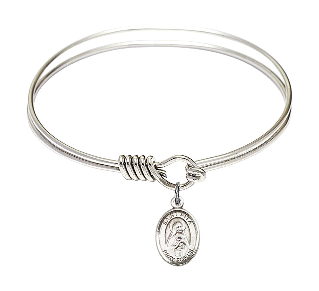 St. Rita of Cascia Custom Bangle - Silver