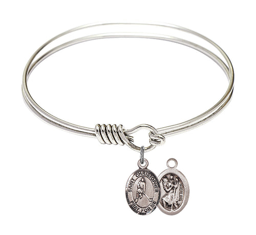 St. Christopher / Ice Hockey Custom Bangle - Silver