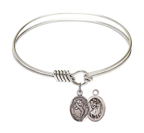St. Christopher / Martial Arts Custom Bangle - Silver