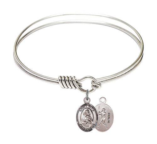 St. Rita of Cascia / Baseball Custom Bangle - Silver