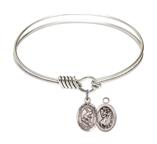 St. Christopher / Surfing Custom Bangle - Silver