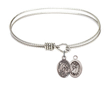 Load image into Gallery viewer, St. Christopher / Basketball Custom Bangle - Silver

