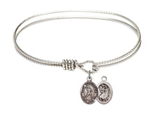 Load image into Gallery viewer, St. Christopher / Football Custom Bangle - Silver
