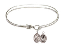 Load image into Gallery viewer, St. Christopher / Surfing Custom Bangle - Silver
