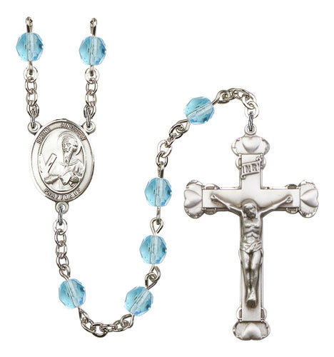 St. Andrew the Apostle Custom Birthstone Rosary - Silver