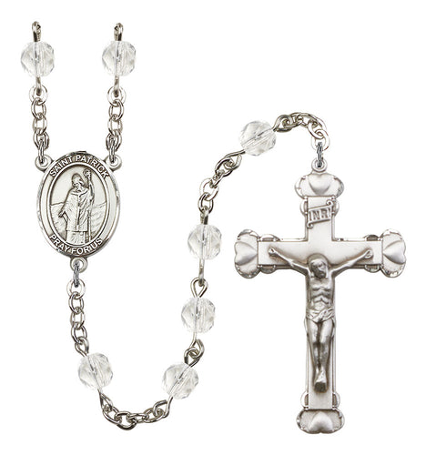 St. Patrick Custom Birthstone Rosary - Silver