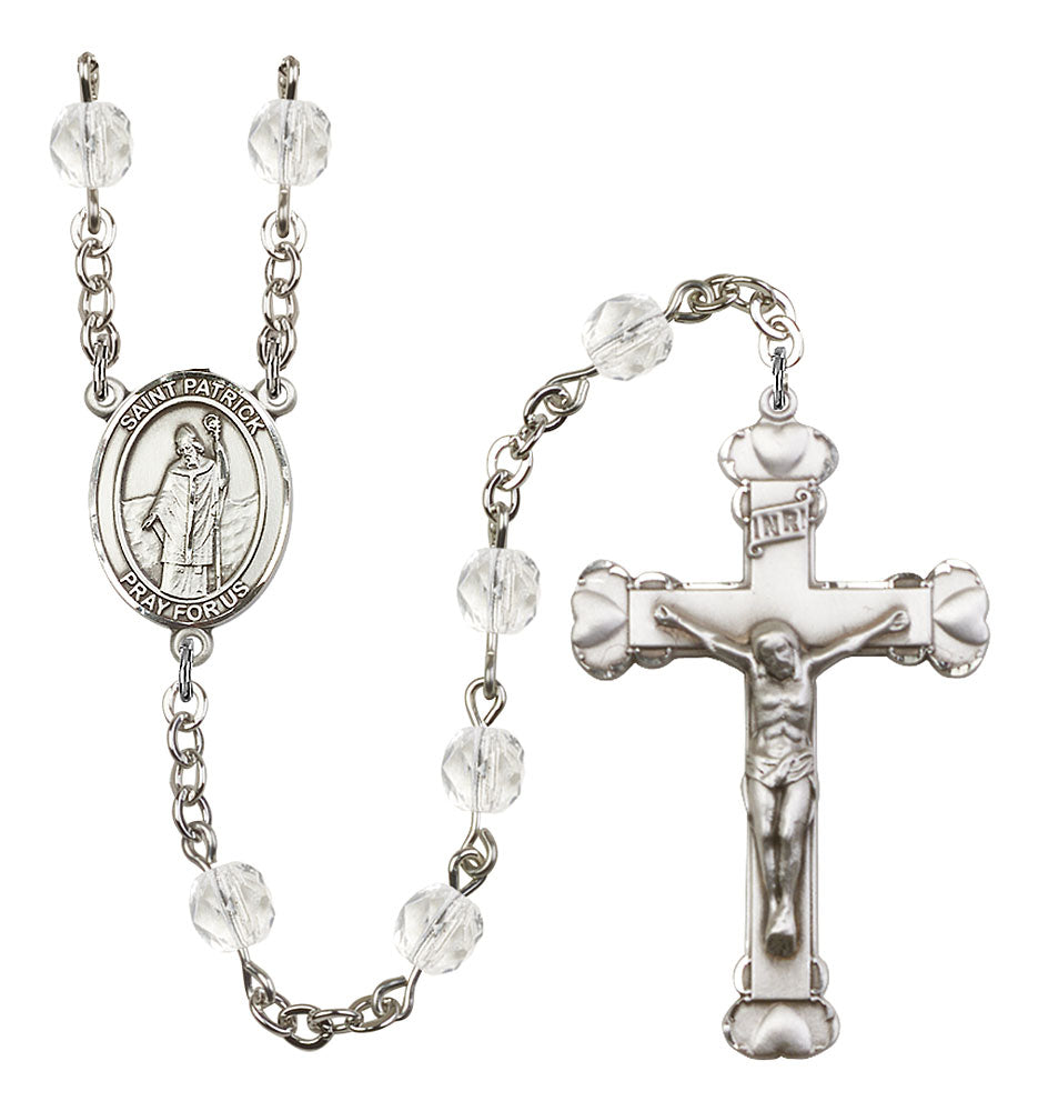 St. Patrick Custom Birthstone Rosary - Silver