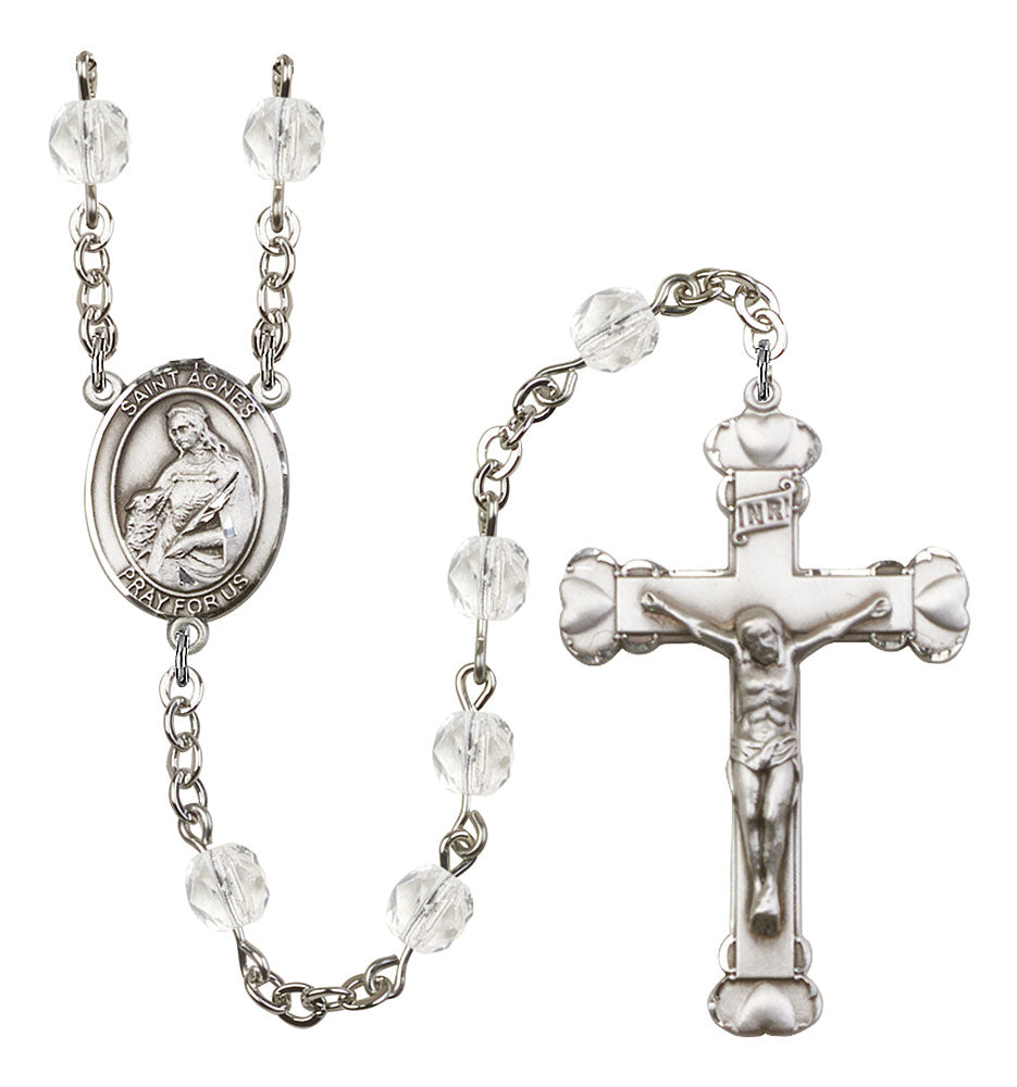 St. Agnes of Rome Custom Birthstone Rosary - Silver