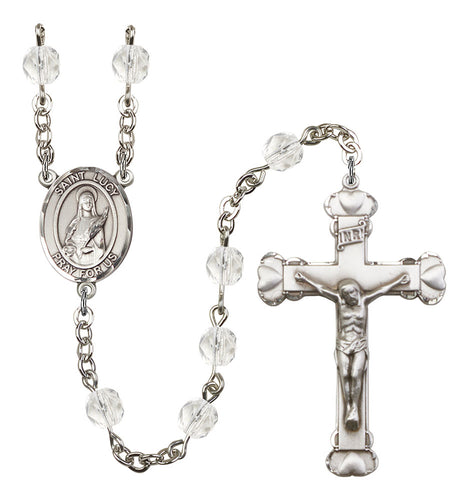 St. Lucy Custom Birthstone Rosary - Silver